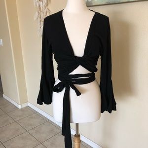 NWOT M/L Indah bell sleeved wrap around blouse